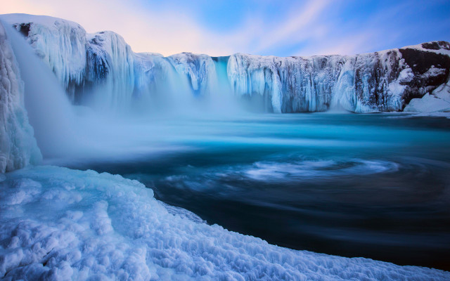 Waterfall ice blue sky mountain free wallpaper - medium preview image