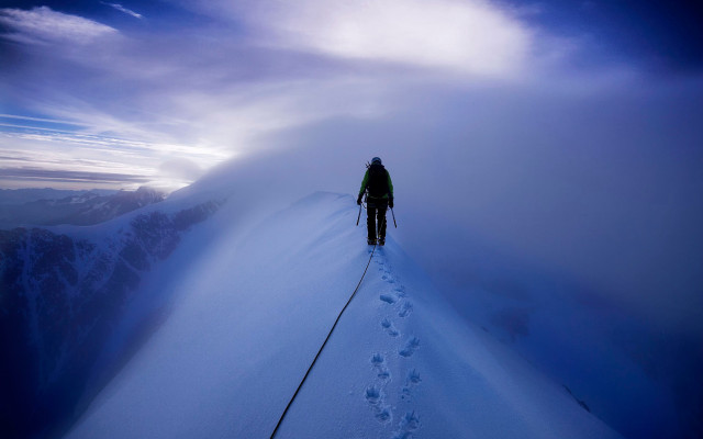 Mountain skiing sunset cloudy sky free wallpaper - medium preview image