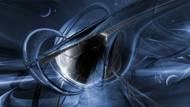 Futuristic blue biomechanical space aurora free wallpaper - medium preview image