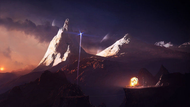 Mountain light sky clouds dusk free wallpaper - medium preview image