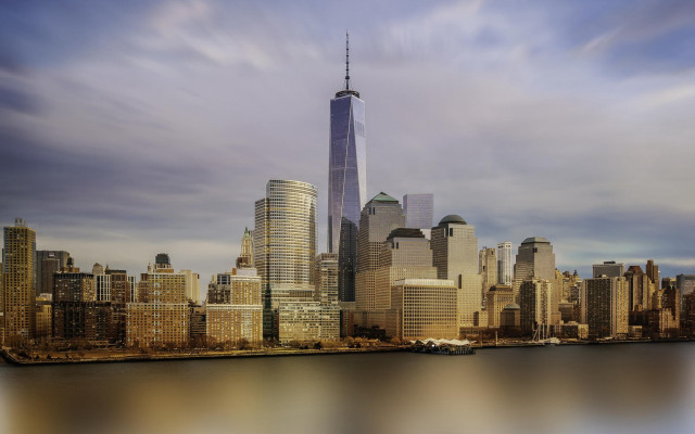 City skyline tall building water free wallpaper for desktop - medium preview image