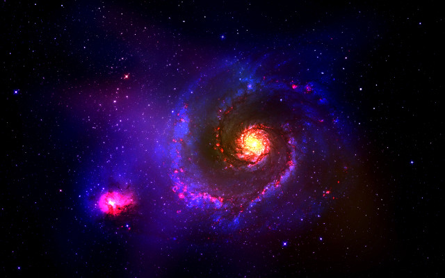 Spiral galaxy red blue center free wallpaper - medium preview image