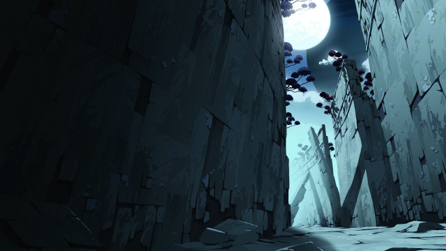 Dark alley full moon rocks free wallpaper - medium preview image