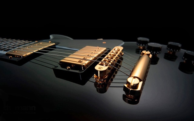 Guitar microphone closeup black background free wallpaper - medium preview image