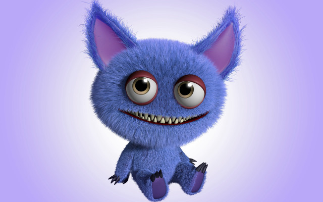 Blue furry animal big eyes free wallpaper - medium preview image