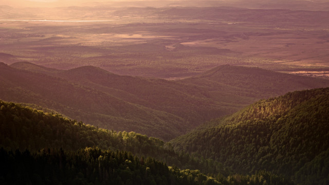 Valley mountains sunset clouds forest free wallpaper - medium preview image