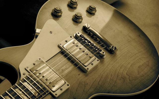 Guitar wooden body black white free wallpaper - medium preview image