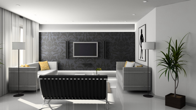Living room tv couch plant free wallpaper - medium preview image