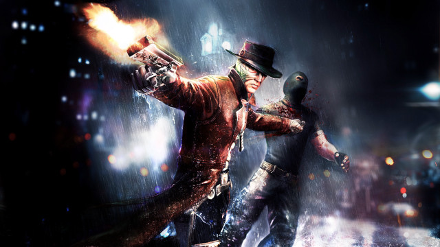 Burning gun night city man free wallpaper - medium preview image