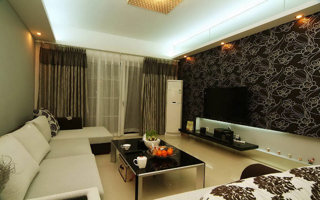 Livingroom couch coffeetable tv window free wallpaper - medium preview image