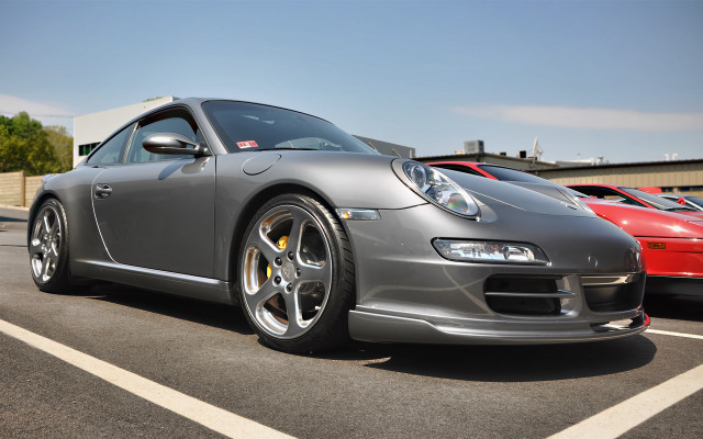 Silver sports car parking lot #12 free wallpaper - medium preview image