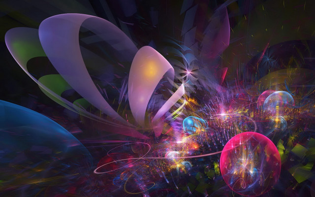 Bubbles lights dark sky colorful free wallpaper - medium preview image