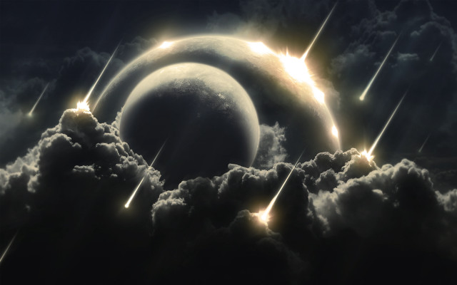 Moon halo light rays clouds free wallpaper - medium preview image