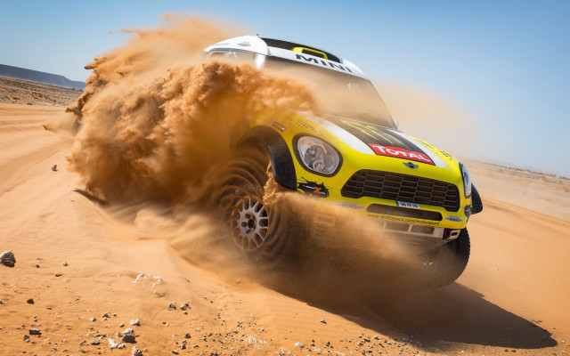 Yellow car desert sunny dust free wallpaper - medium preview image