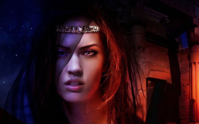 Woman tiaras neon gothic night free wallpaper - medium preview image