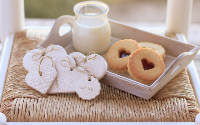 Tray cookies milk straw mat free wallpaper - medium preview image