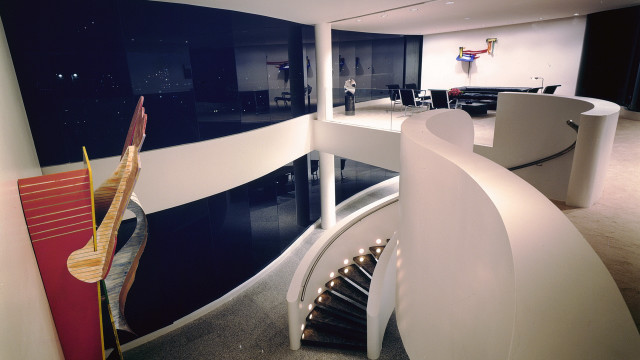 Curved staircase modern office abstract free wallpaper - medium preview image