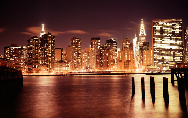 City skyline night bridge water #16 free wallpaper - medium preview image