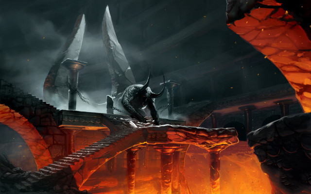 Demonic demon bridge dark cave free wallpaper - medium preview image