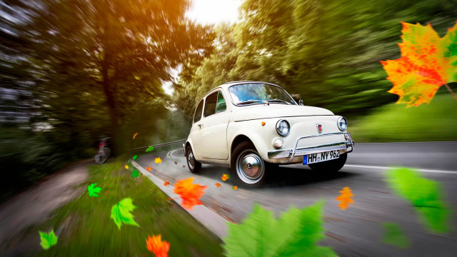 White car biking autumn tilt free wallpaper - medium preview image