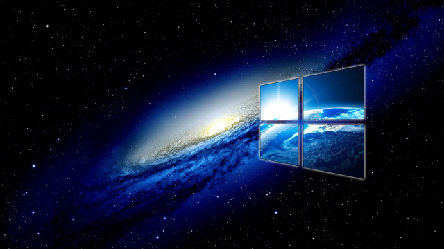 Window galaxy view blue star free wallpaper - medium preview image