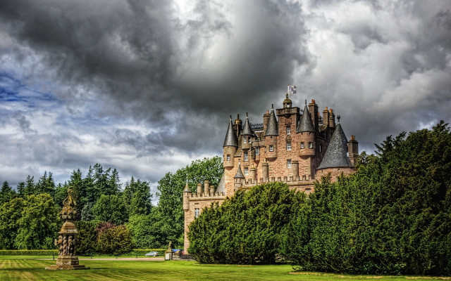Castle trees statue neo gothic free wallpaper - medium preview image