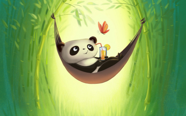 Panda hammock beer butterfly tranquil free wallpaper - medium preview image