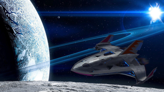 Spacecraft moon planet starry sky free wallpaper - medium preview image