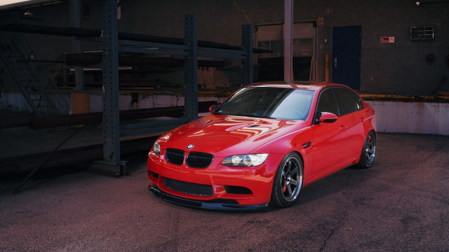 Red car parking lot metal free wallpaper - medium preview image