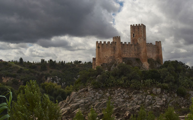 Castle hill clouds trees medieval free wallpaper - medium preview image