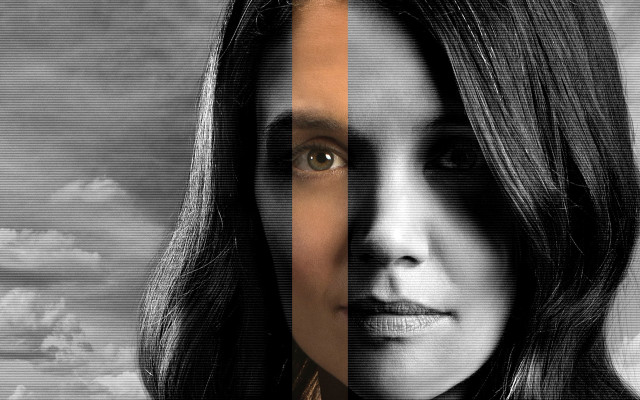 Woman black shirt cross portrait free wallpaper - medium preview image
