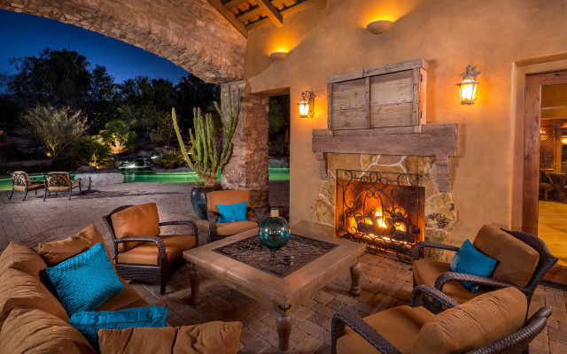 Living room fireplace couch lantern free wallpaper - medium preview image