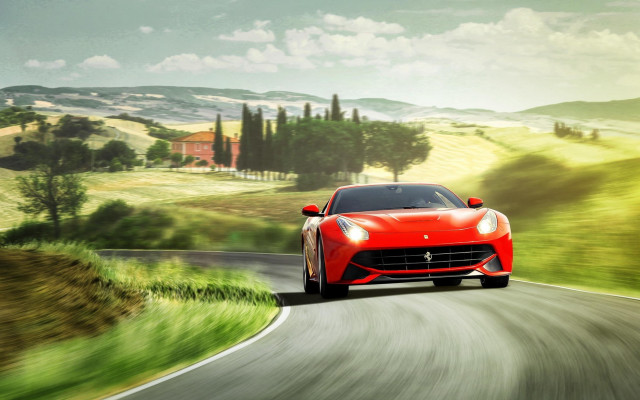 Red sports car country road #2 free wallpaper - medium preview image