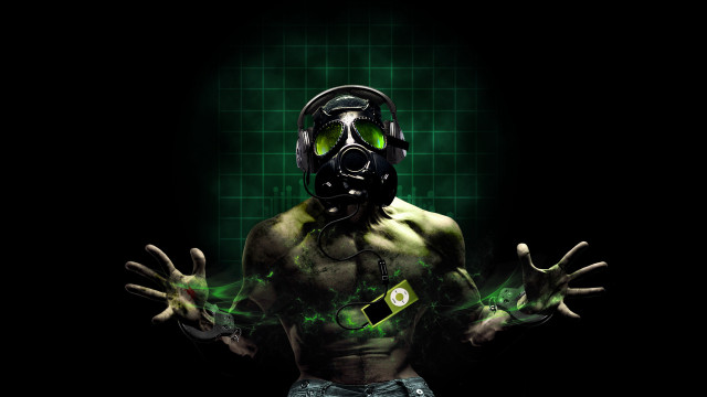 Cyberpunk gasmask green paint cyborg free wallpaper - medium preview image