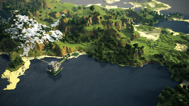 Lake mountain forest 3d rendering free wallpaper - medium preview image