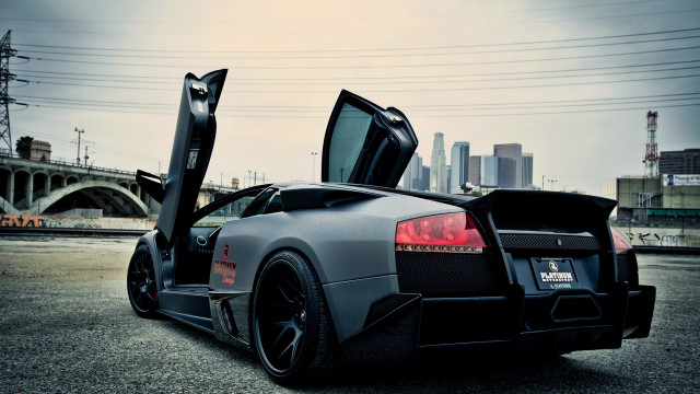Black sports car open doors #2 free wallpaper - medium preview image