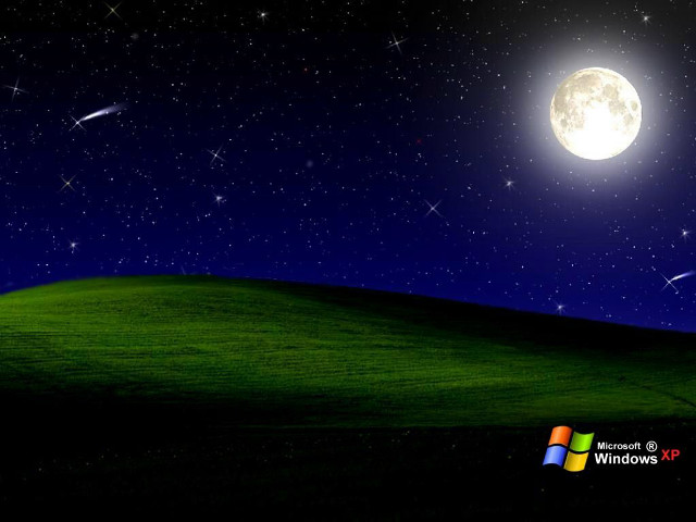 Full moon stars grassy hill free wallpaper - medium preview image
