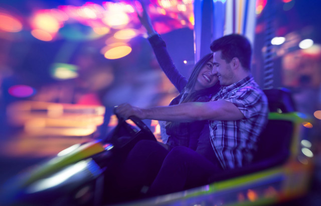 Night rollercoaster neon carnival blur free wallpaper for desktop - medium preview image