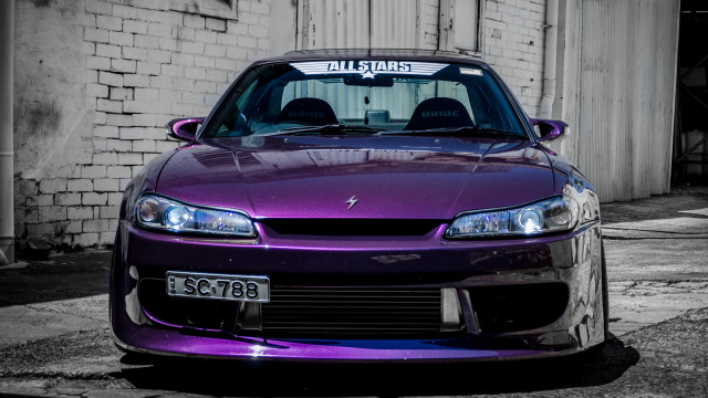 Purple car brick building sign free wallpaper - medium preview image