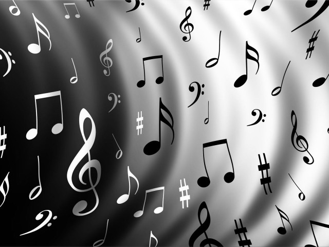 Musical notes black background white free wallpaper - medium preview image