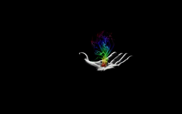 White hand colorful illusion digital free wallpaper - medium preview image