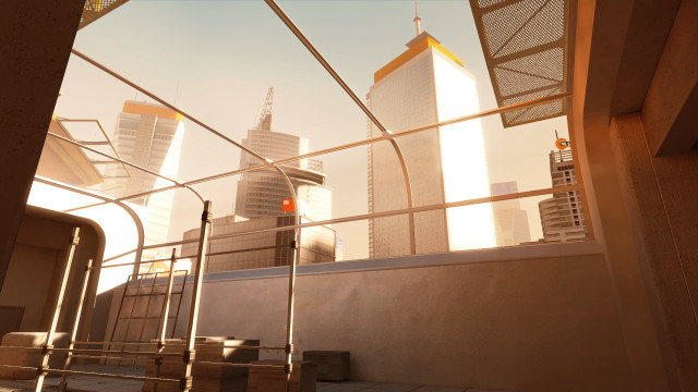 City view window metal railing free wallpaper - medium preview image