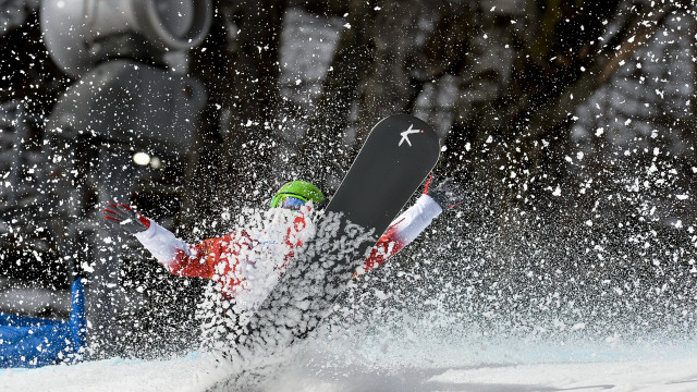 Snowboard falling snow astronaut fireworks free wallpaper - medium preview image