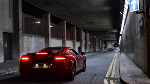 Red sports car tunnel building free wallpaper - medium preview image