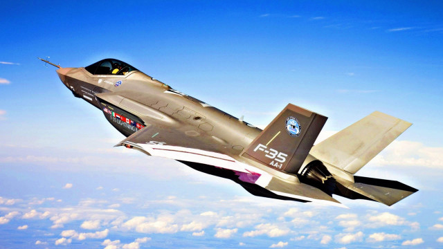 Jet flying blue sky clouds free wallpaper - medium preview image