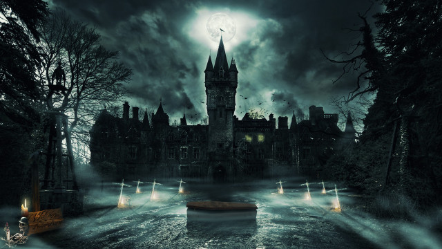 Castle forest night moon gothic free wallpaper - medium preview image