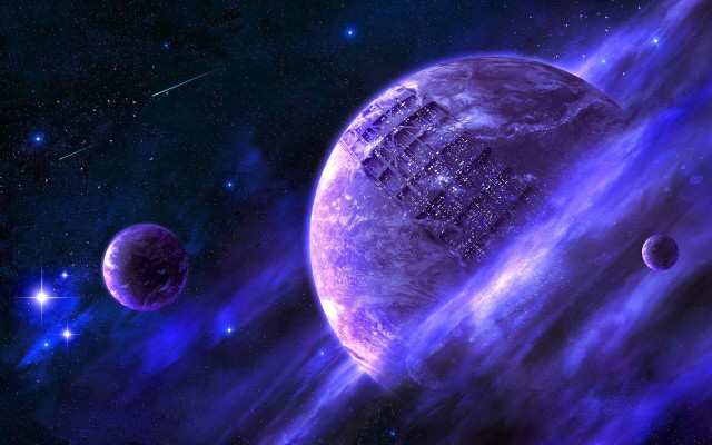 Space station galaxy stars blue free wallpaper - medium preview image