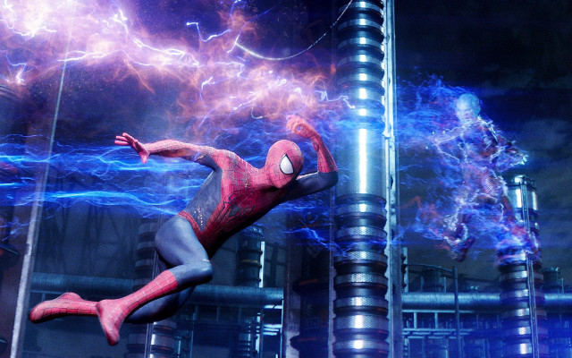 Spiderman lightning blueflame cityscape galaxy free wallpaper - medium preview image