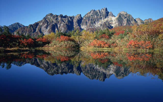 Murata range autumn leaves lake free wallpaper - medium preview image
