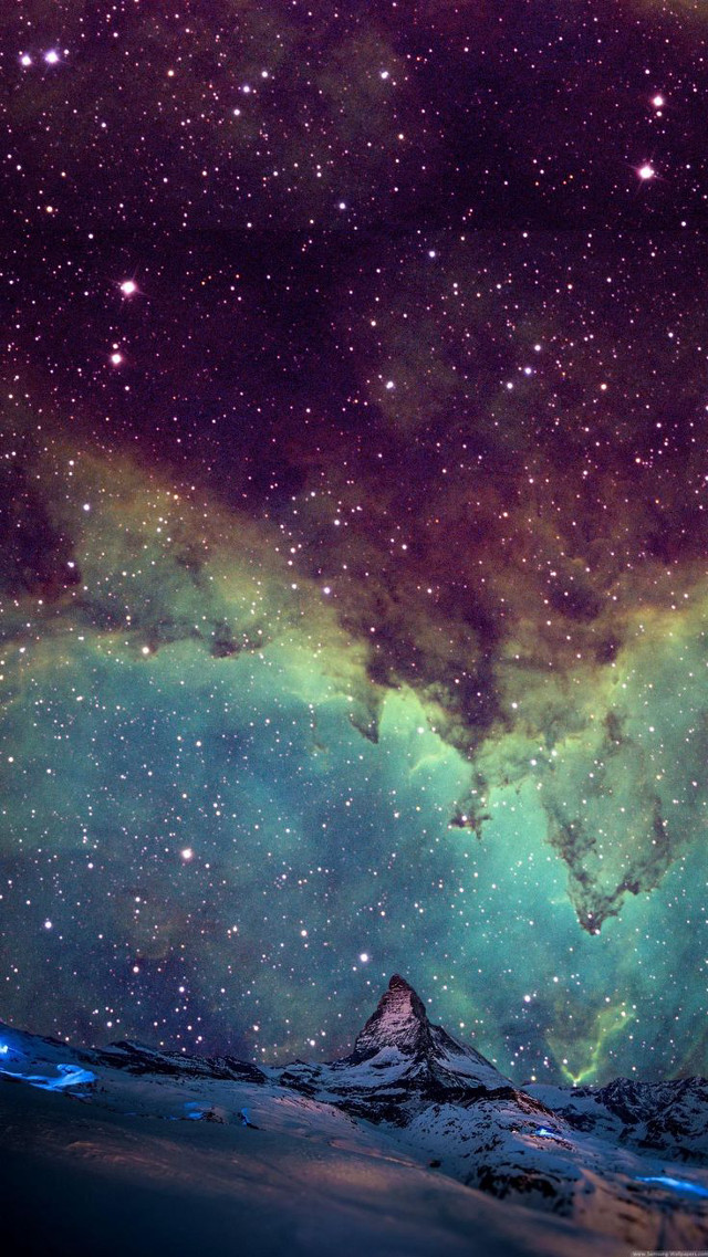 Snowy mountain night sky stars #7 free wallpaper - medium preview image
